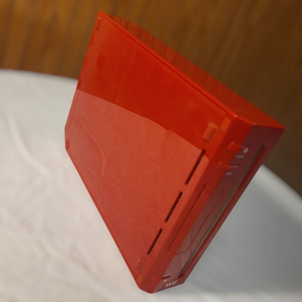 Red Nintendo Wii Console (With Cords, With Controllers)